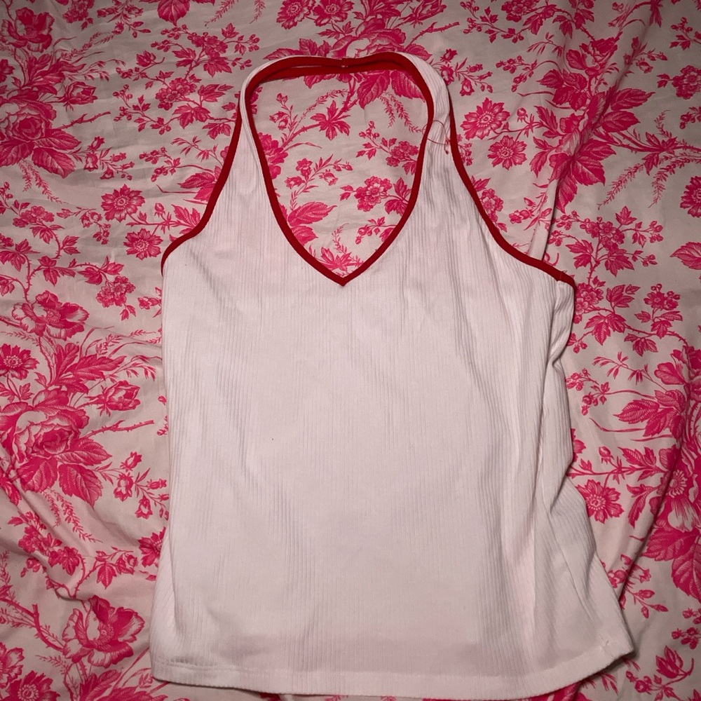 American Eagle Outfitters white and red halter top